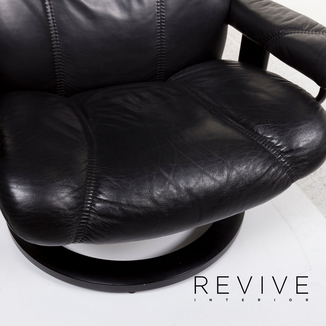 Stressless Consul leather armchair black incl. stool and relax function #13124