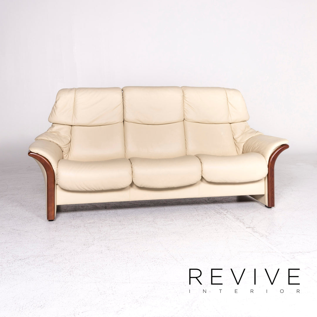 Stressless Designer Leder Sofa Beige Dreisitzer Funktion Couch #8866