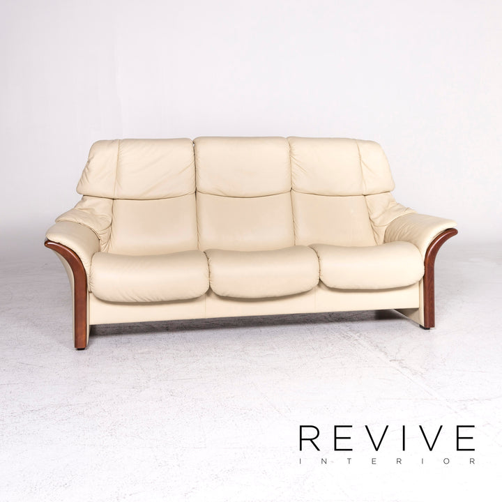 Stressless Designer Leder Sofa Beige Dreisitzer Funktion Couch #8866