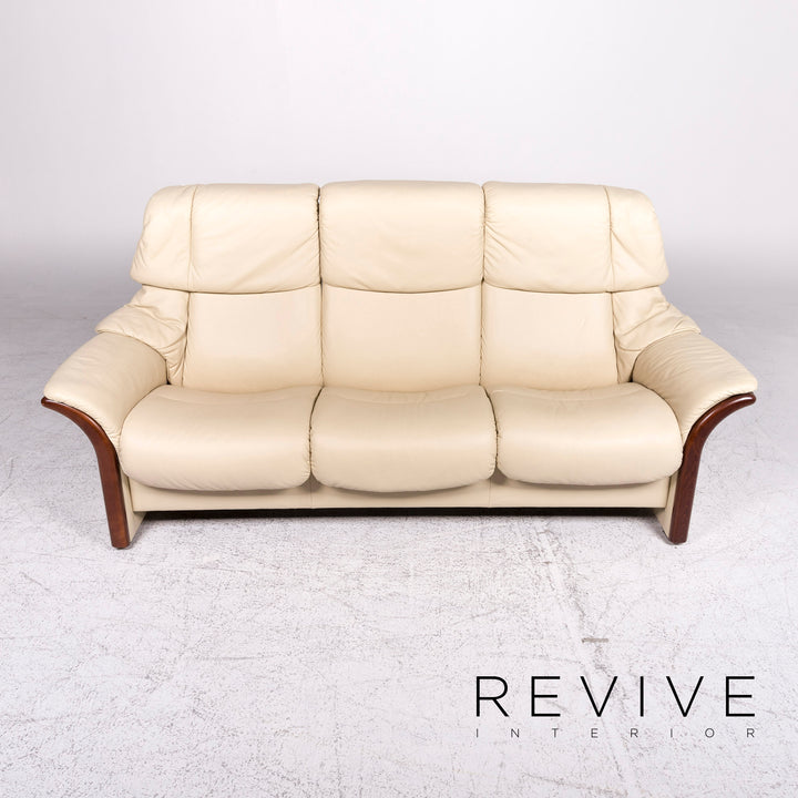Stressless Designer Leder Sofa Beige Dreisitzer Funktion Couch #8866