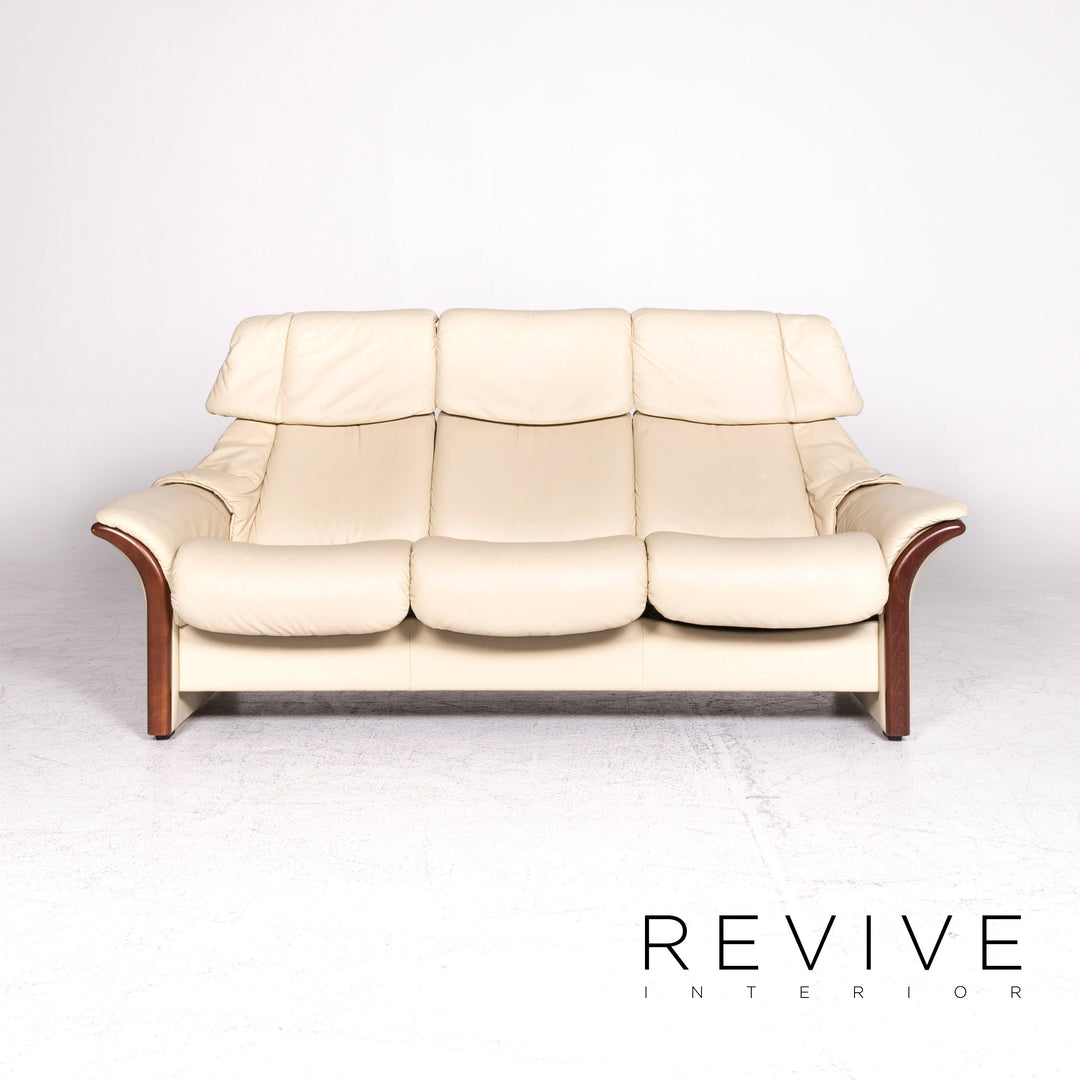 Stressless Designer Leder Sofa Beige Dreisitzer Funktion Couch #8866