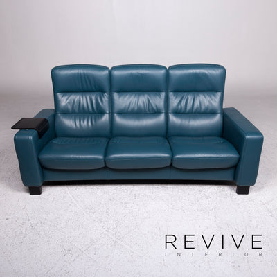 Stressless Leder Sofa Blau Petrol Dreisitzer Funktion Couch #9646