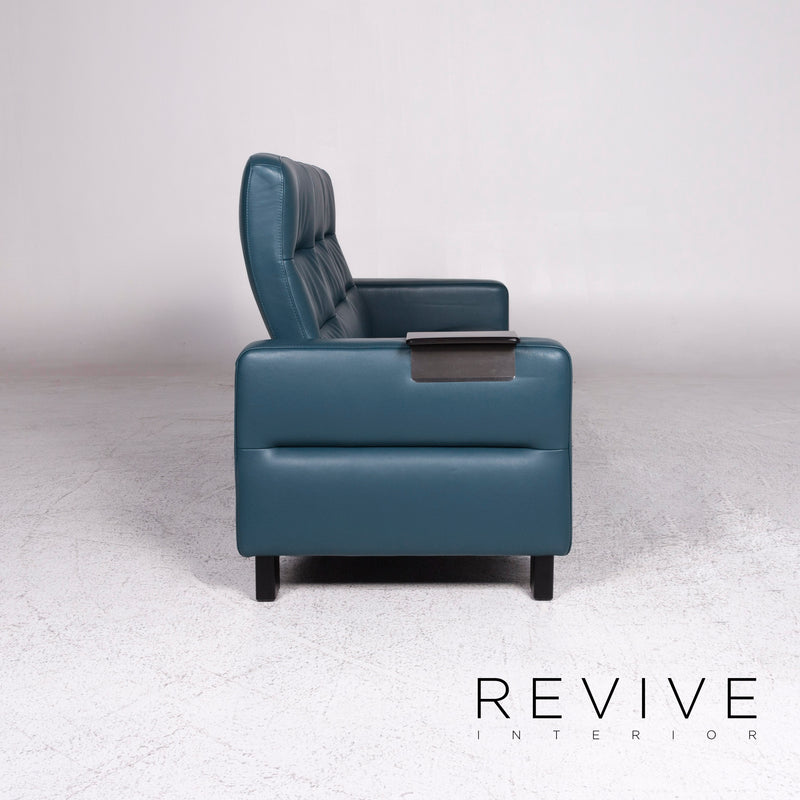 Stressless Leder Sofa Blau Petrol Dreisitzer Funktion Couch 