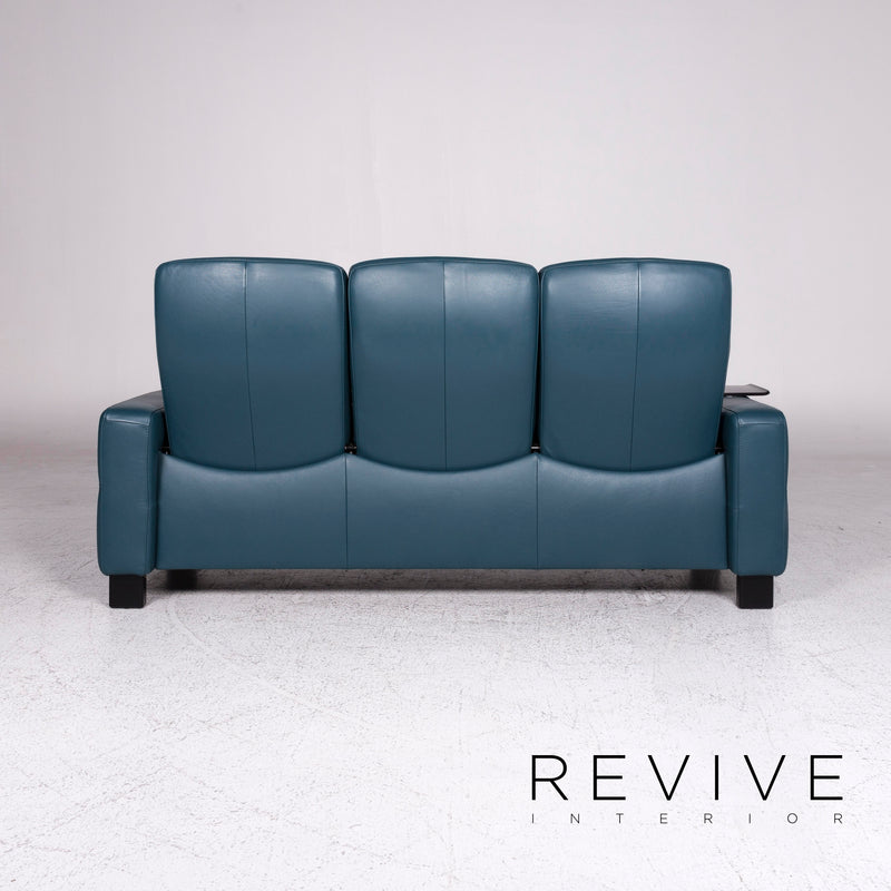 Stressless Leder Sofa Blau Petrol Dreisitzer Funktion Couch 