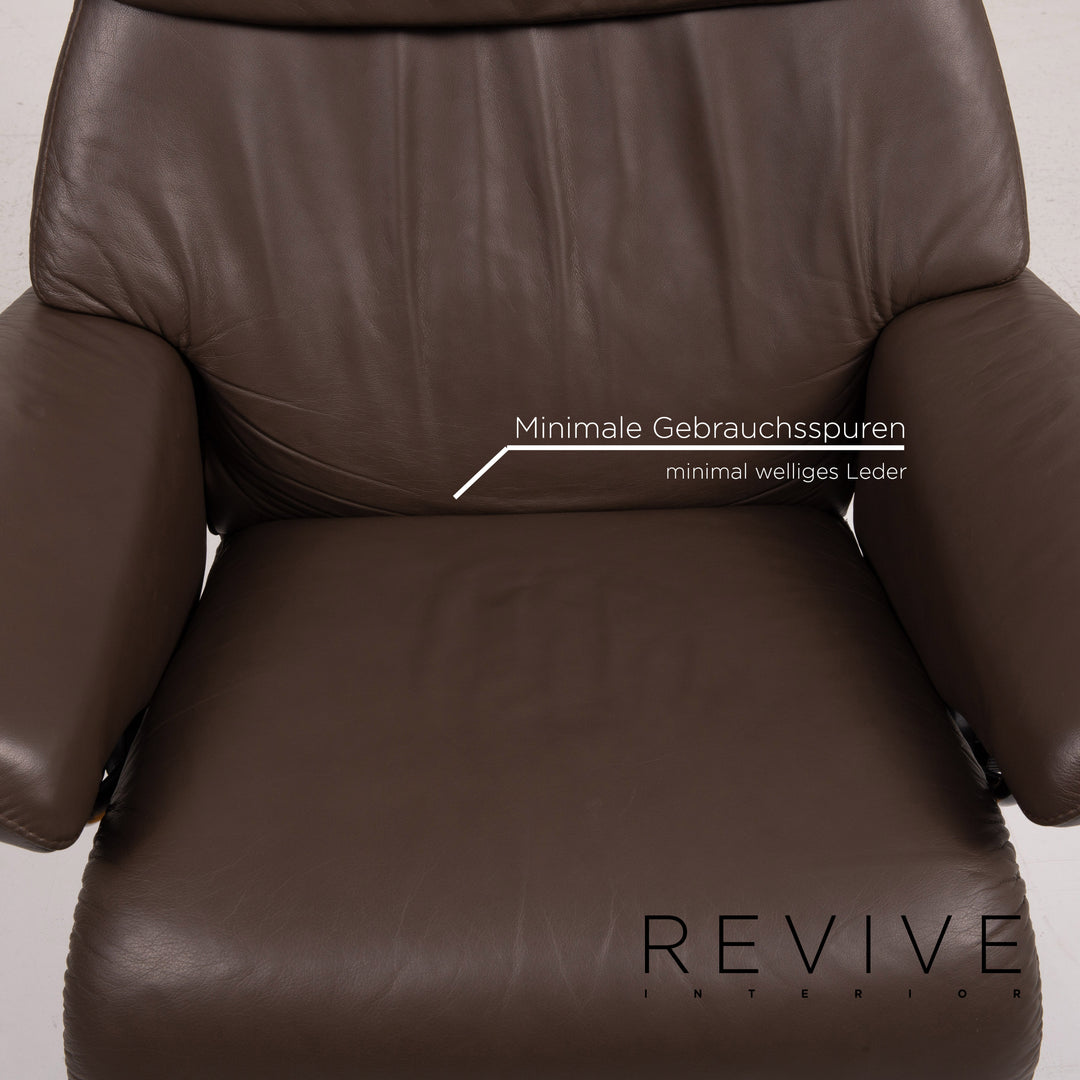 Stressless Dream leather armchair incl. stool brown dark brown relax function