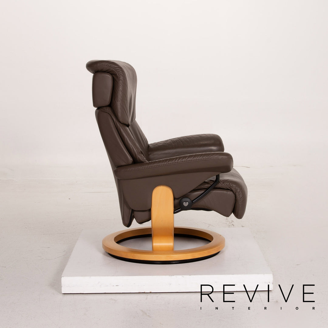 Stressless Dream Leder Sessel inkl. Hocker Dunkelbraun Braun Relaxsessel Größe L Funktion Relaxsessel