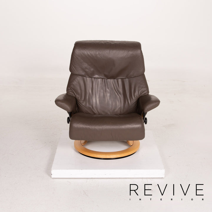 Stressless Dream Leather Armchair incl. Stool Dark Brown Brown Relax Armchair Size L Function Relax Armchair