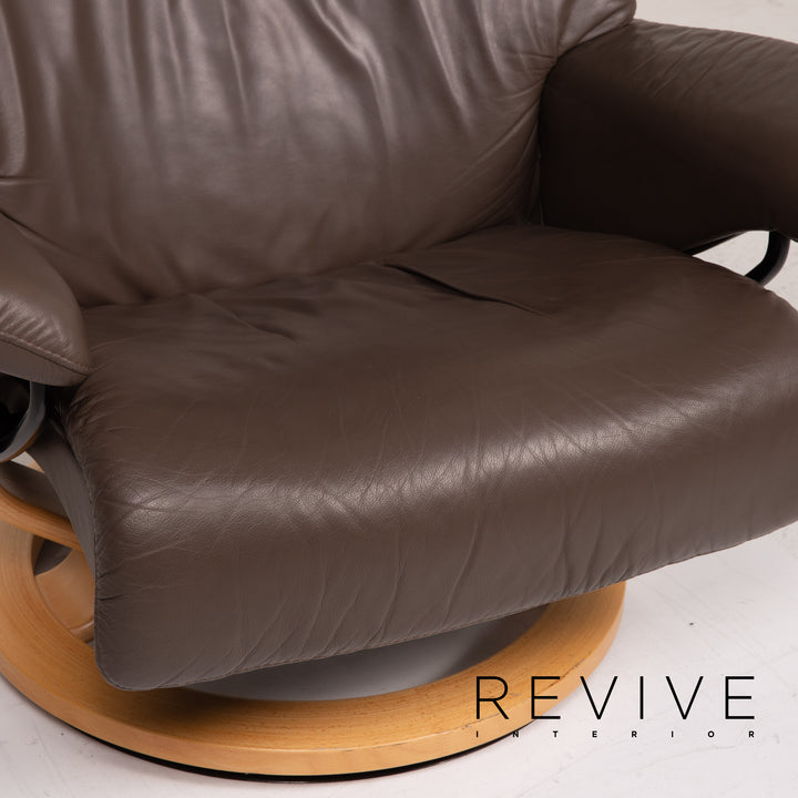 Stressless Dream Leather Armchair incl. Stool Dark Brown Brown Relax Armchair Size L Function Relax Armchair