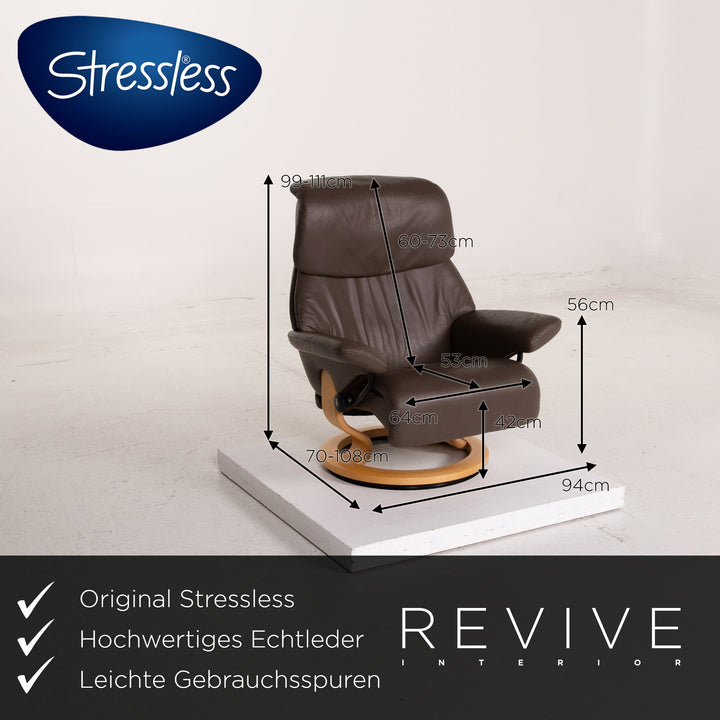 Stressless Dream Leder Sessel inkl. Hocker Dunkelbraun Braun Relaxsessel Größe L Funktion Relaxsessel