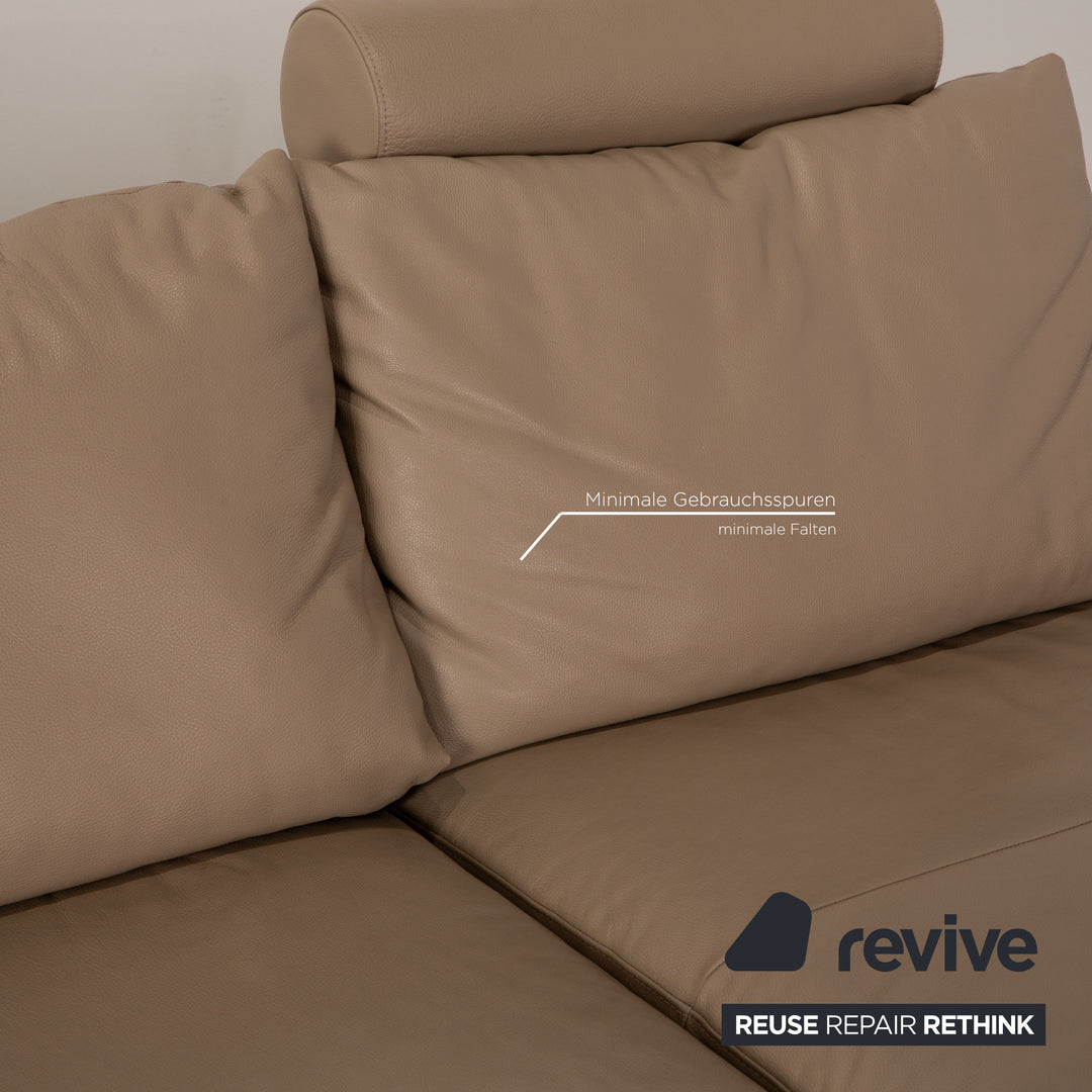 Stressless E 200 Leder Ecksofa Beige Greige Sofa Couch Recamiere rechts