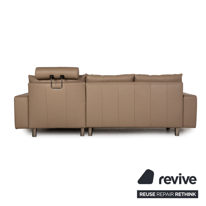Stressless E 200 Leder Ecksofa Beige Greige Sofa Couch Recamiere rechts