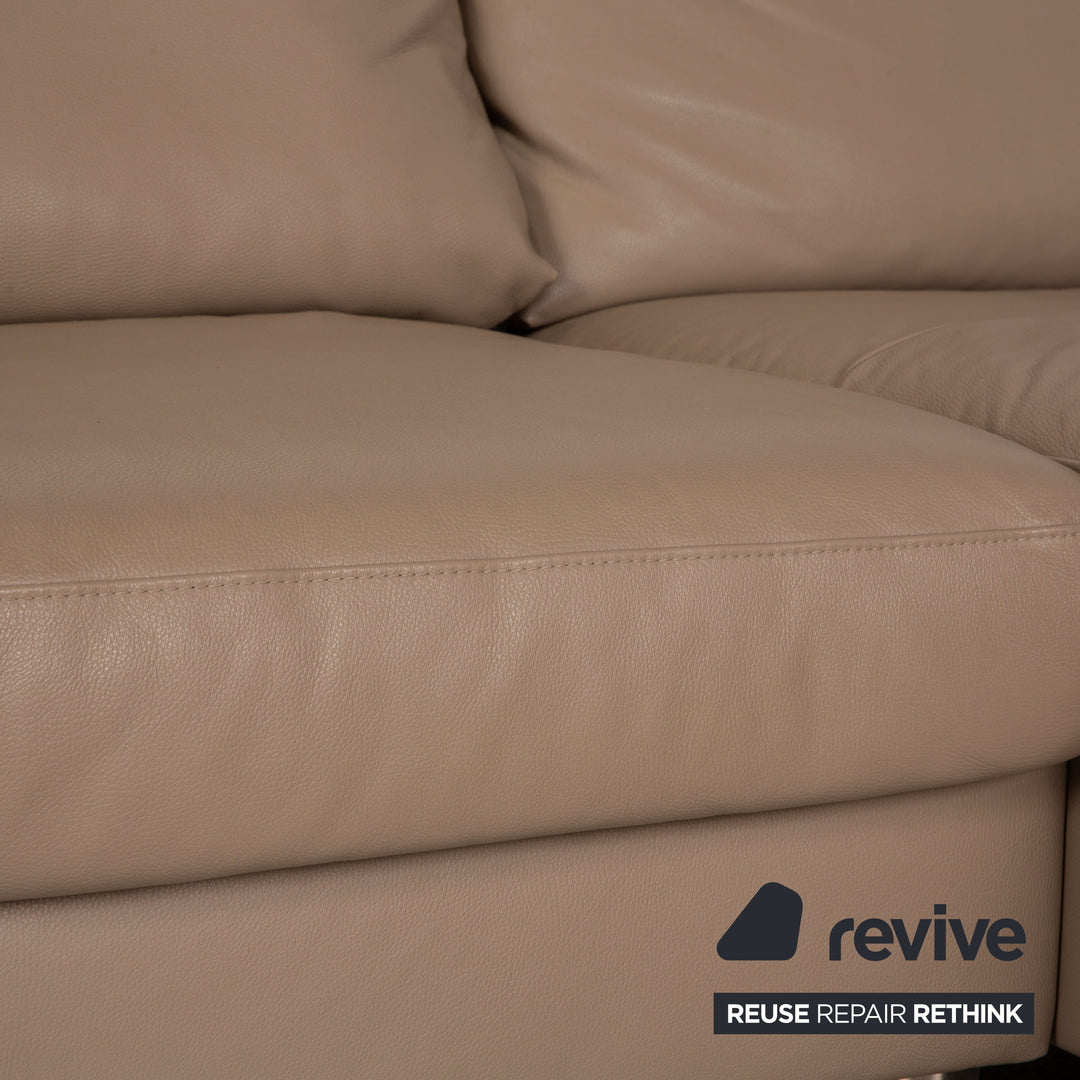 Stressless E 200 Leder Ecksofa Beige Greige Sofa Couch Recamiere rechts