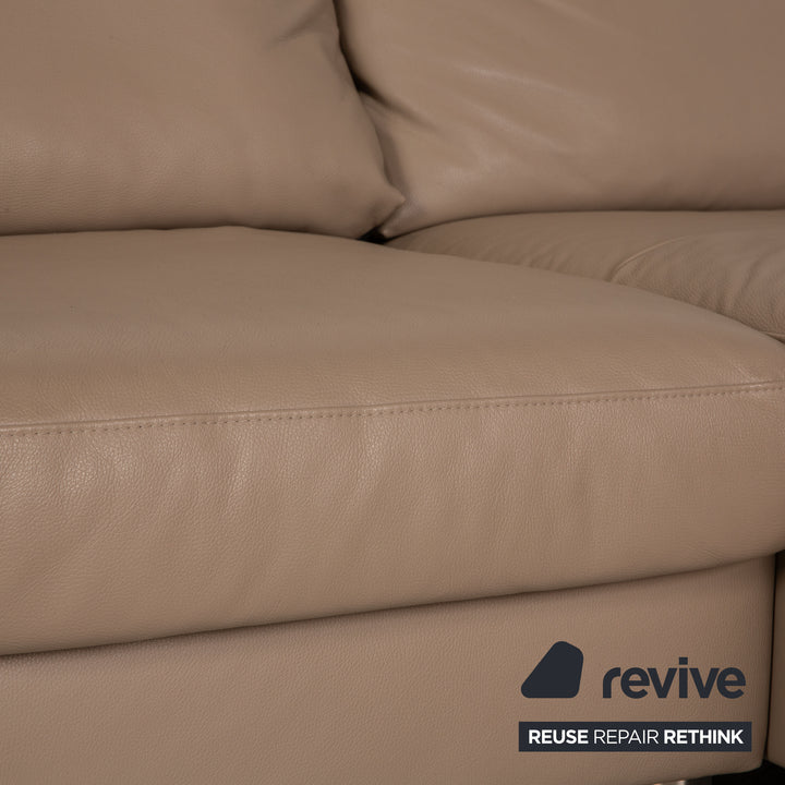 Stressless E 200 Leder Ecksofa Beige Greige Sofa Couch Recamiere rechts