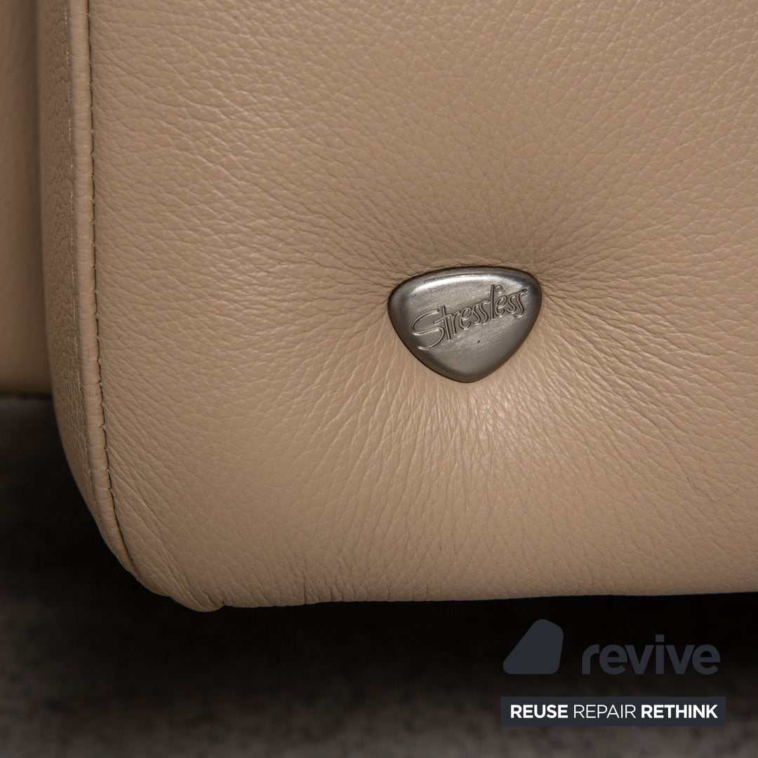 Stressless E 200 Leder Ecksofa Beige Greige Sofa Couch Recamiere rechts
