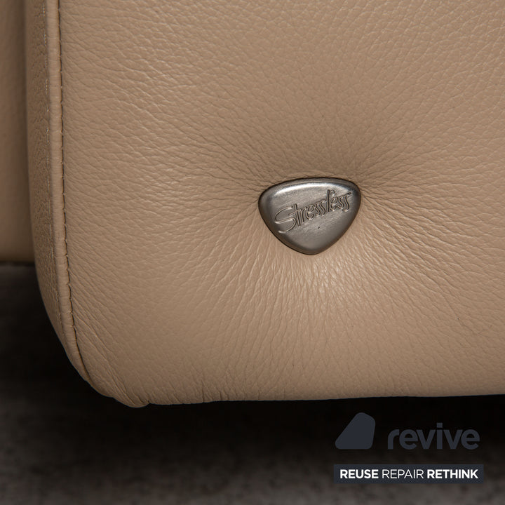 Stressless E 200 Leder Ecksofa Beige Greige Sofa Couch Recamiere rechts