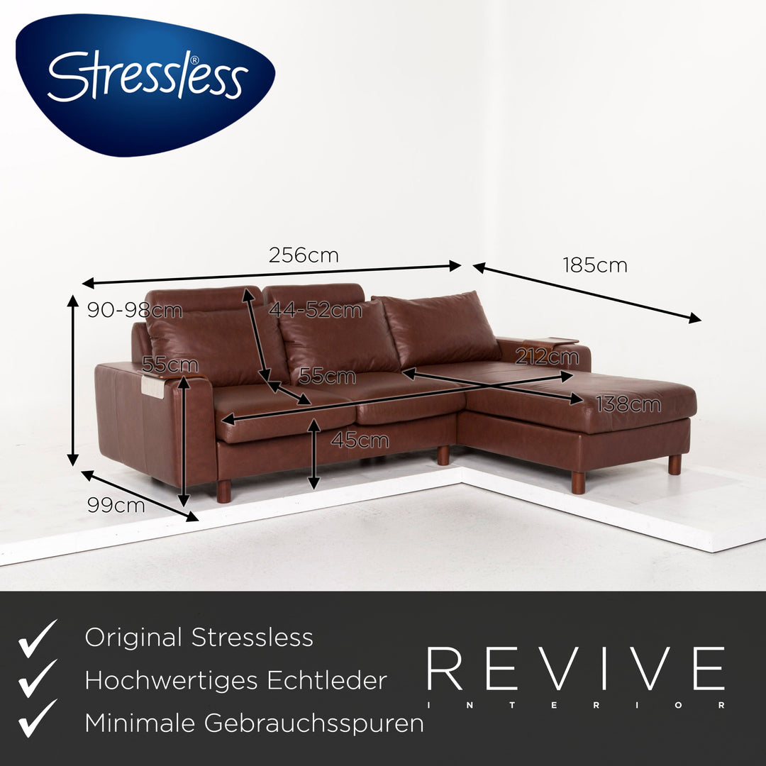 Stressless E 200 Leder Ecksofa Braun Funktion Couch #12712
