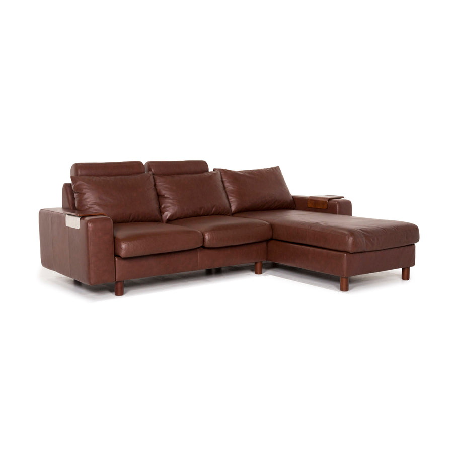 Stressless E 200 Leather Corner Sofa Brown Function Couch #12712
