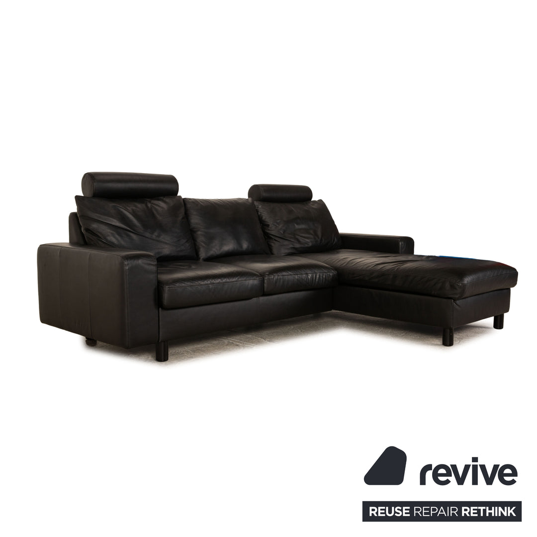 Stressless E 200 Leder Ecksofa Schwarz Recamiere Rechts Sofa Couch