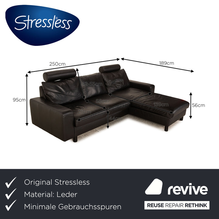 Stressless E 200 Leder Ecksofa Schwarz Recamiere Rechts Sofa Couch