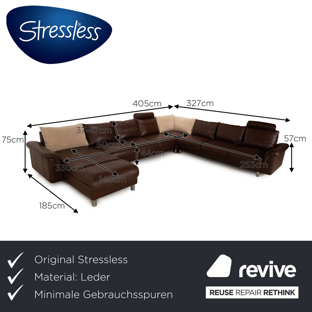 Stressless E 300 Leder Ecksofa Braun Recamiere Links Sofa Couch