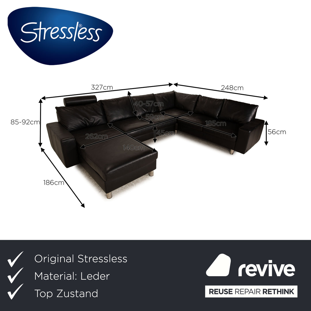 Stressless E200 Leder Ecksofa Schwarz Recamiere Links Sofa Couch