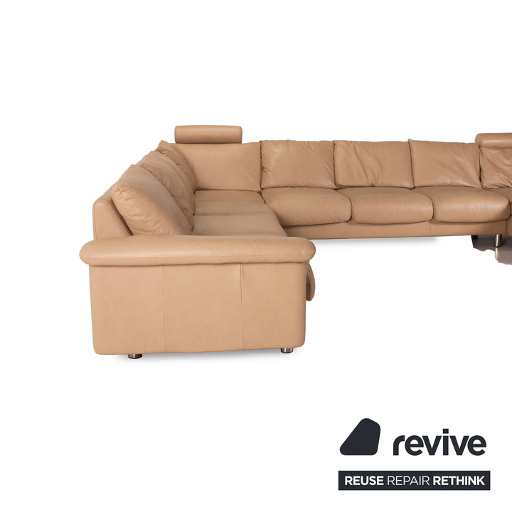 Stressless E300 Leder Sofa Beige Ecksofa Creme Ecksofa Couch U-Form Wohnlandschaft