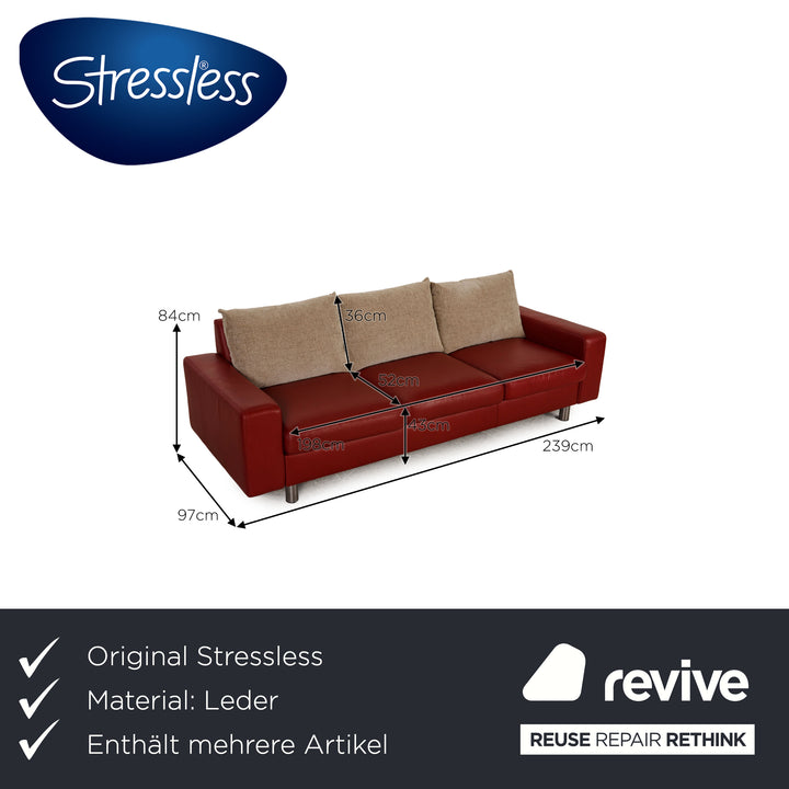 Stressless E600 Leder Sofa Garnitur Rot Zweisitzer Dreisitzer