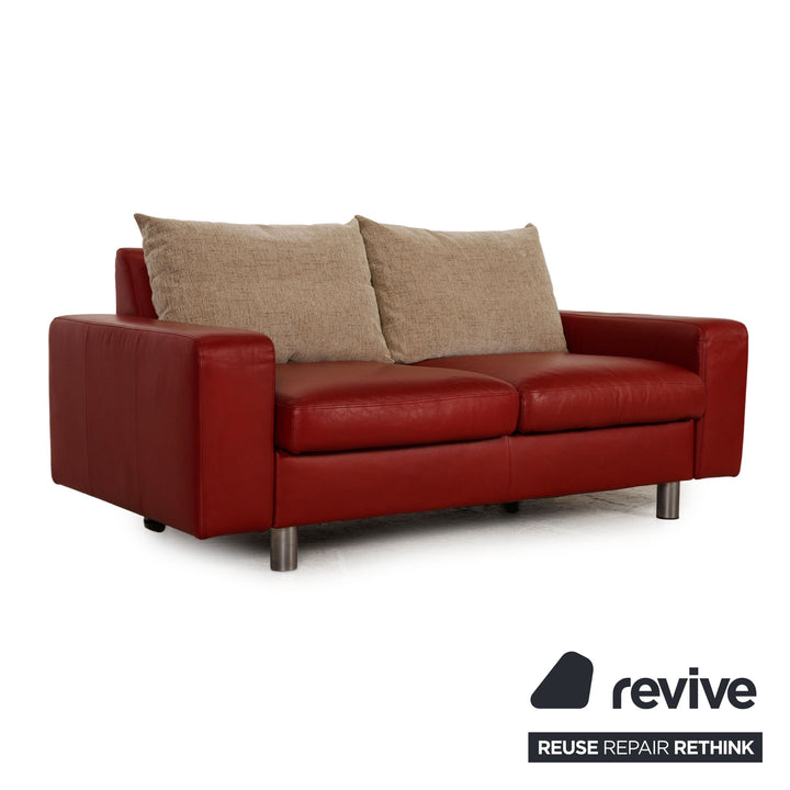 Stressless E600 Leder Sofa Garnitur Rot Zweisitzer Dreisitzer