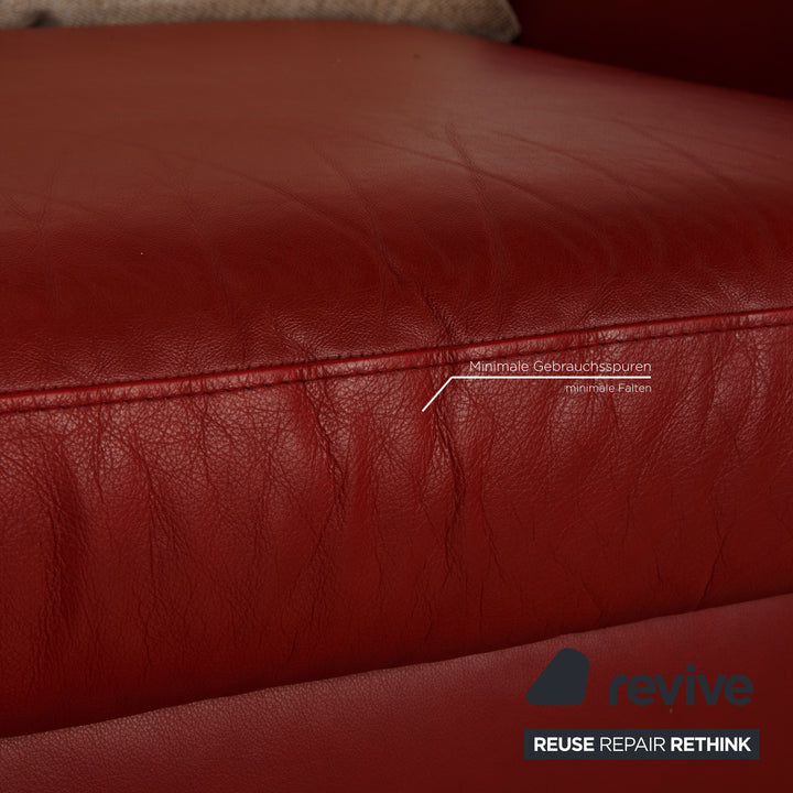 Stressless E600 Leder Sofa Garnitur Rot Zweisitzer Dreisitzer