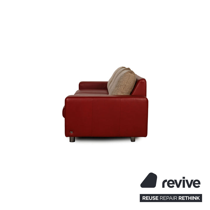 Stressless E600 Leder Sofa Garnitur Rot Zweisitzer Dreisitzer