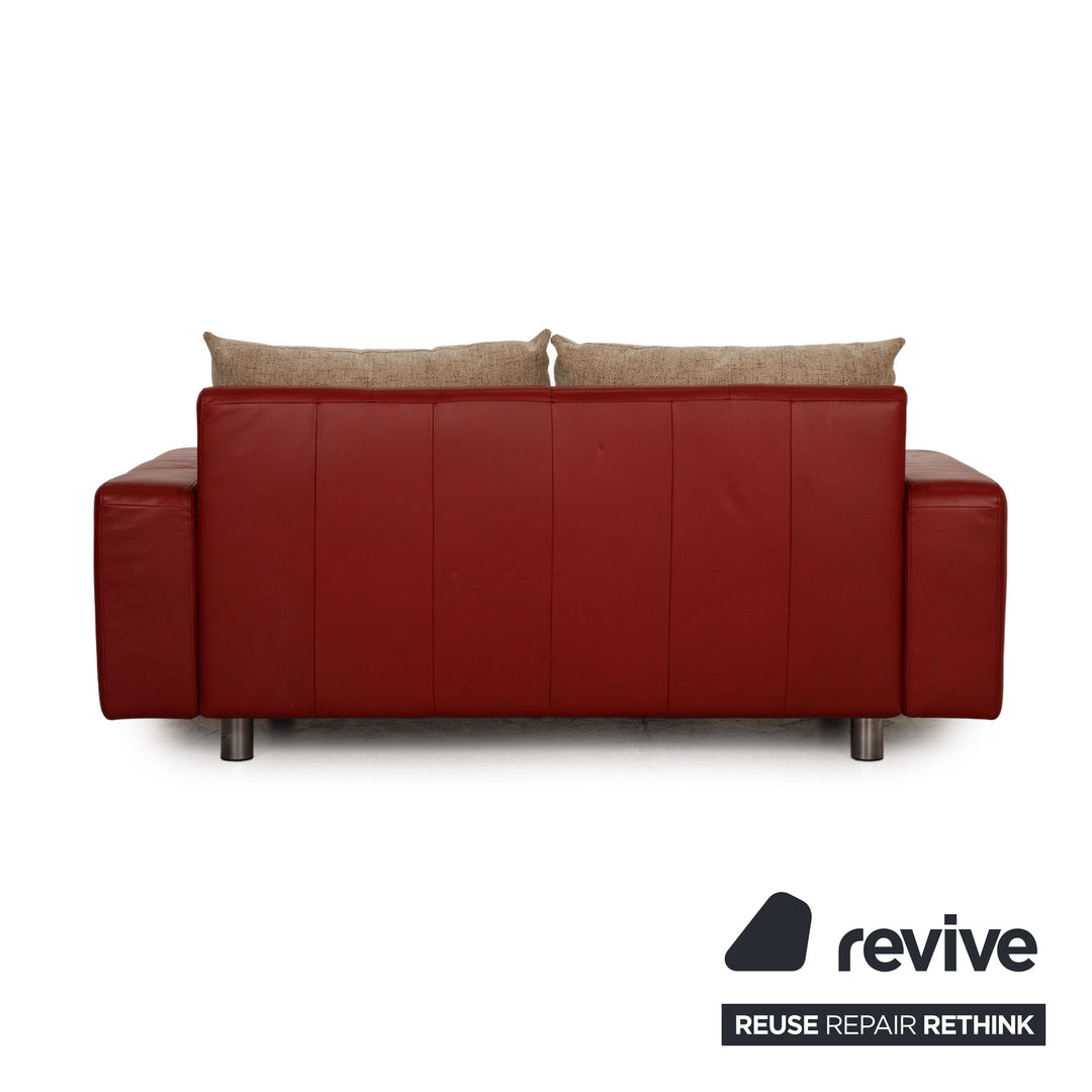 Stressless E600 Leder Sofa Garnitur Rot Zweisitzer Dreisitzer