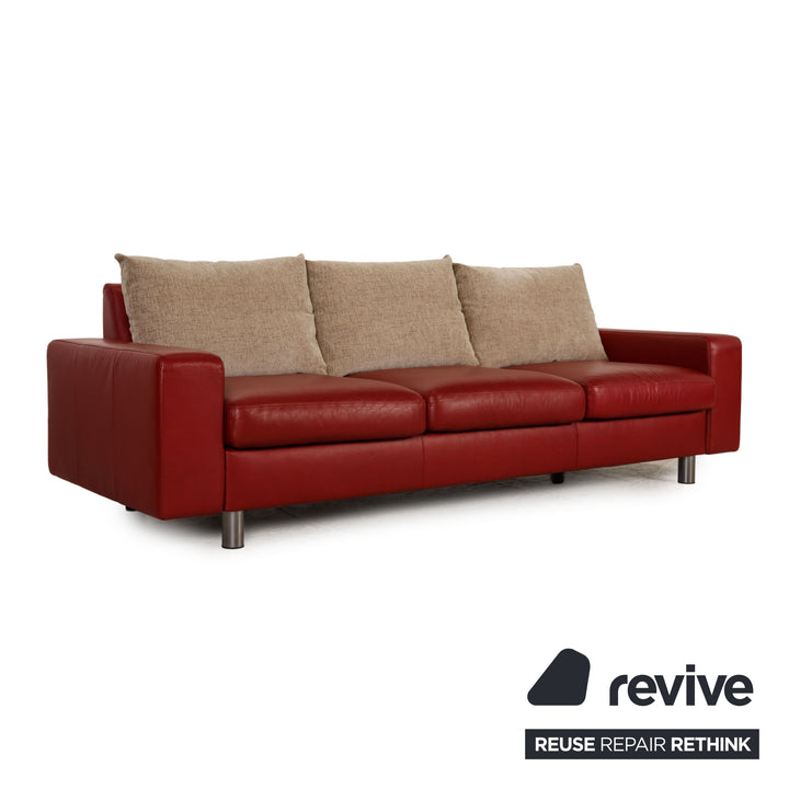 Stressless E600 Leder Sofa Garnitur Rot Zweisitzer Dreisitzer