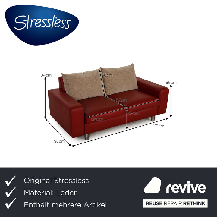 Stressless E600 Leder Sofa Garnitur Rot Zweisitzer Dreisitzer
