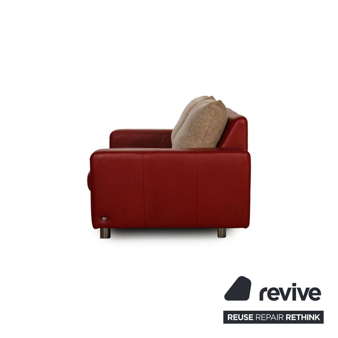 Stressless E600 Leder Sofa Garnitur Rot Zweisitzer Dreisitzer