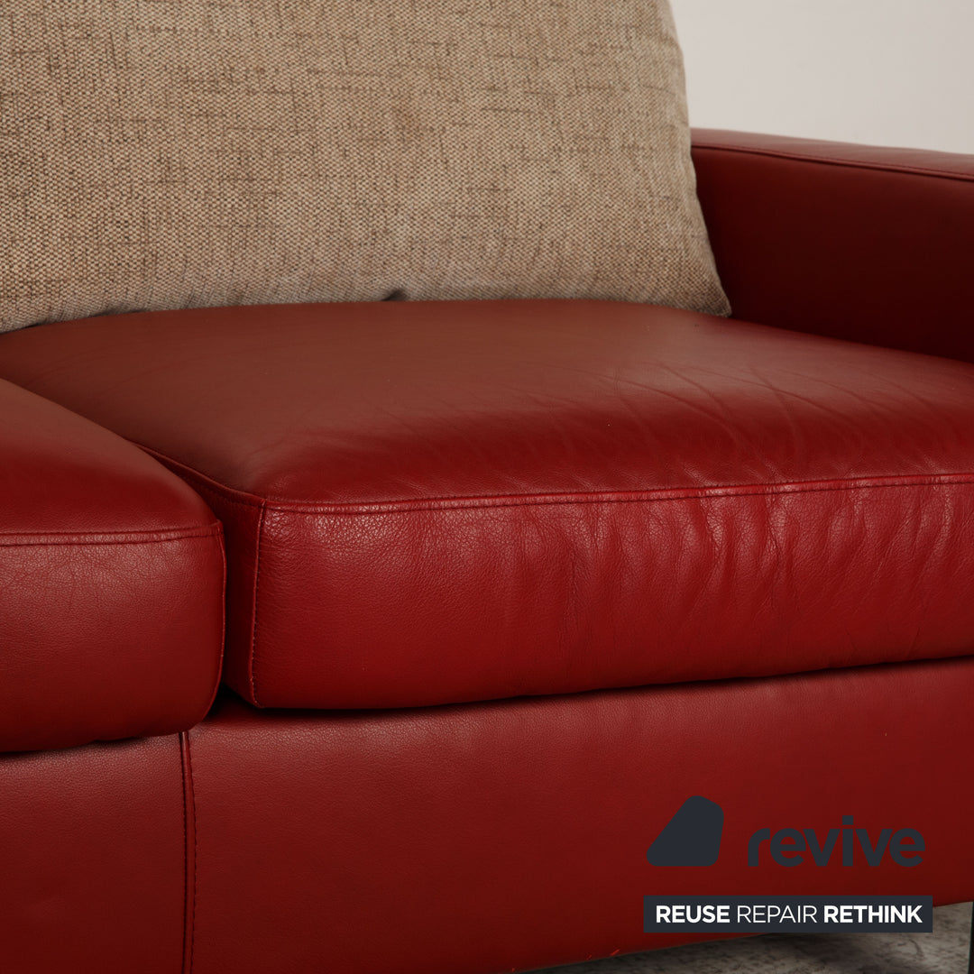 Stressless E600 Leder Sofa Rot Dreisitzer Couch