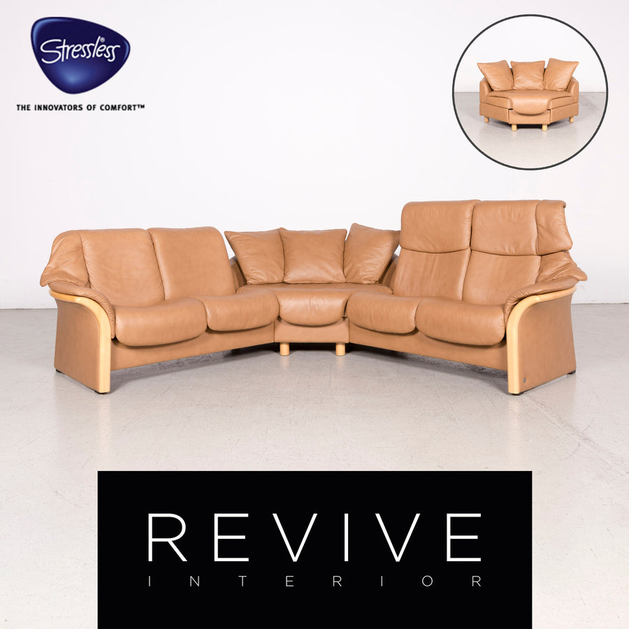 Stressless Eldorado Designer Leder Sofa Beige Ecksofa Echtleder #8202