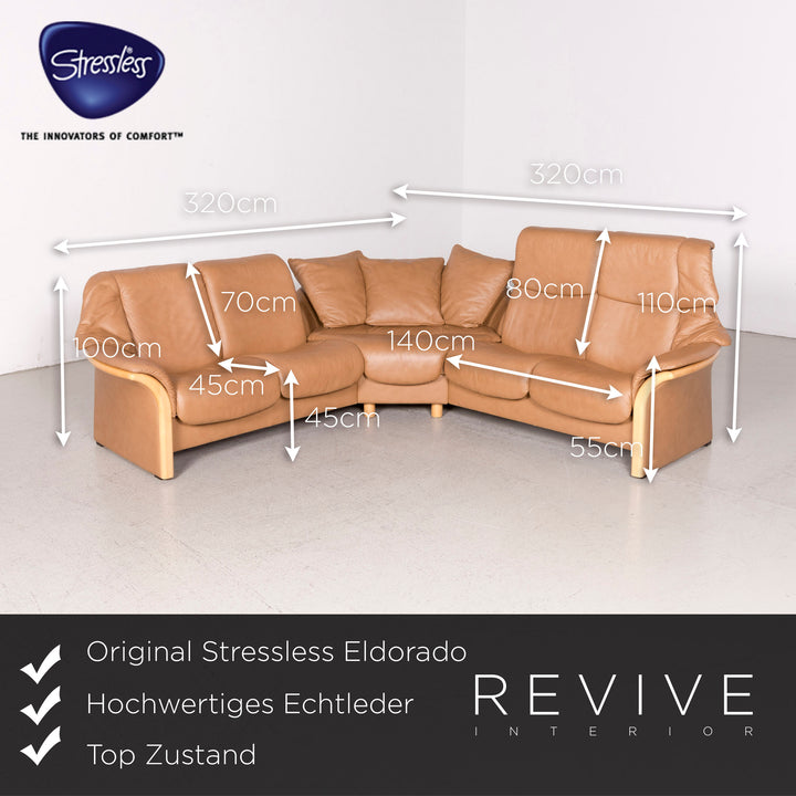 Stressless Eldorado Designer Leder Sofa Beige Ecksofa Echtleder #8202