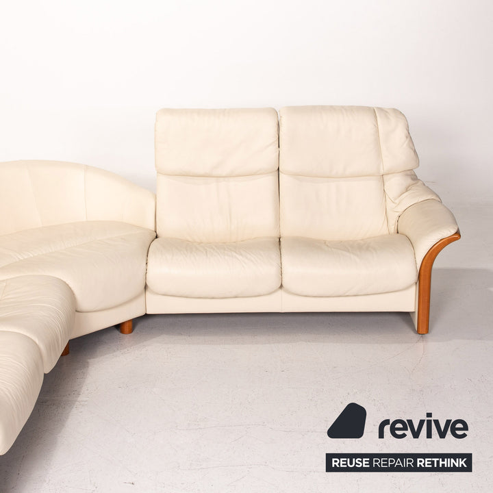 Stressless Eldorado Leather Corner Sofa Cream Relaxation Sofa Function Couch #14565