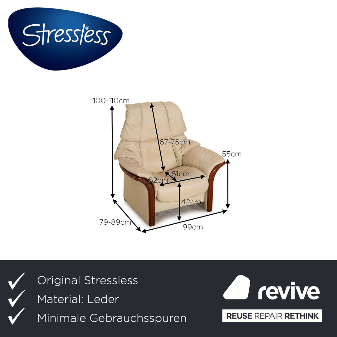 Stressless Eldorado Leder Sessel Creme manuelle Relaxfunktion