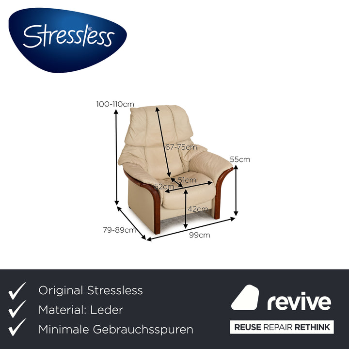 Stressless Eldorado Leder Sessel Creme manuelle Relaxfunktion