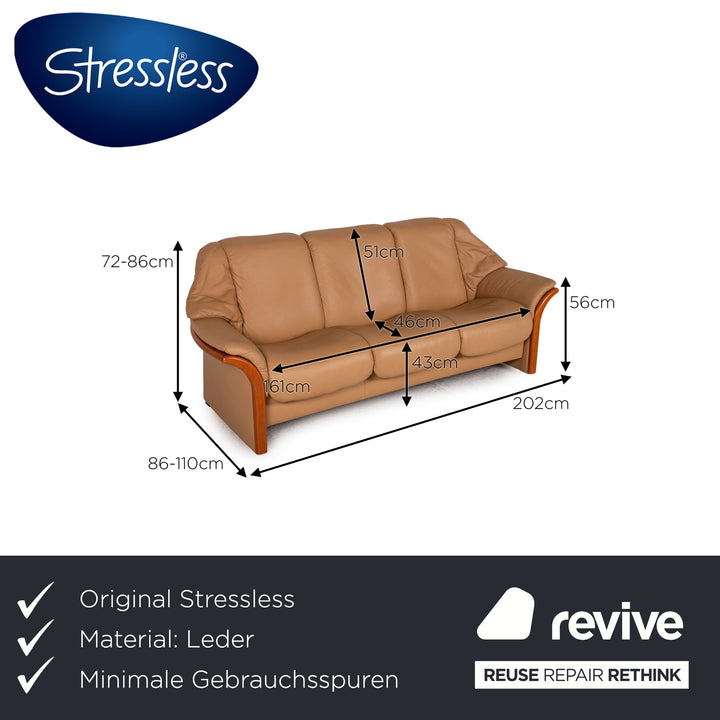 Stressless Eldorado Leder Sofa Beige Dreisitzer Couch
