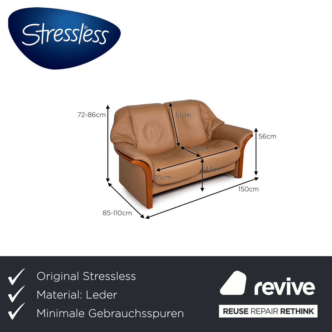 Stressless Eldorado Leather Sofa Beige Two Seater Couch