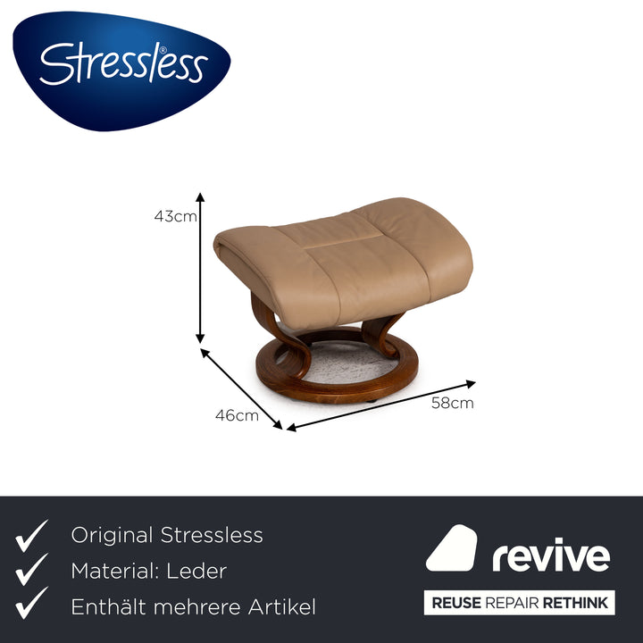 Stressless Eldorado Leder Sofa Garnitur Beige Dreisitzer Hocker Couch