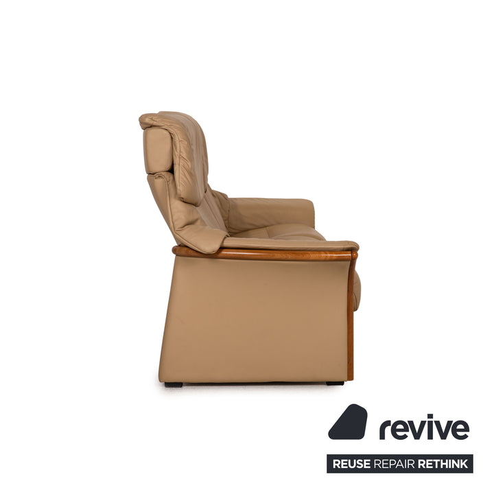 Stressless Eldorado Leder Sofa Garnitur Beige Dreisitzer Hocker Couch