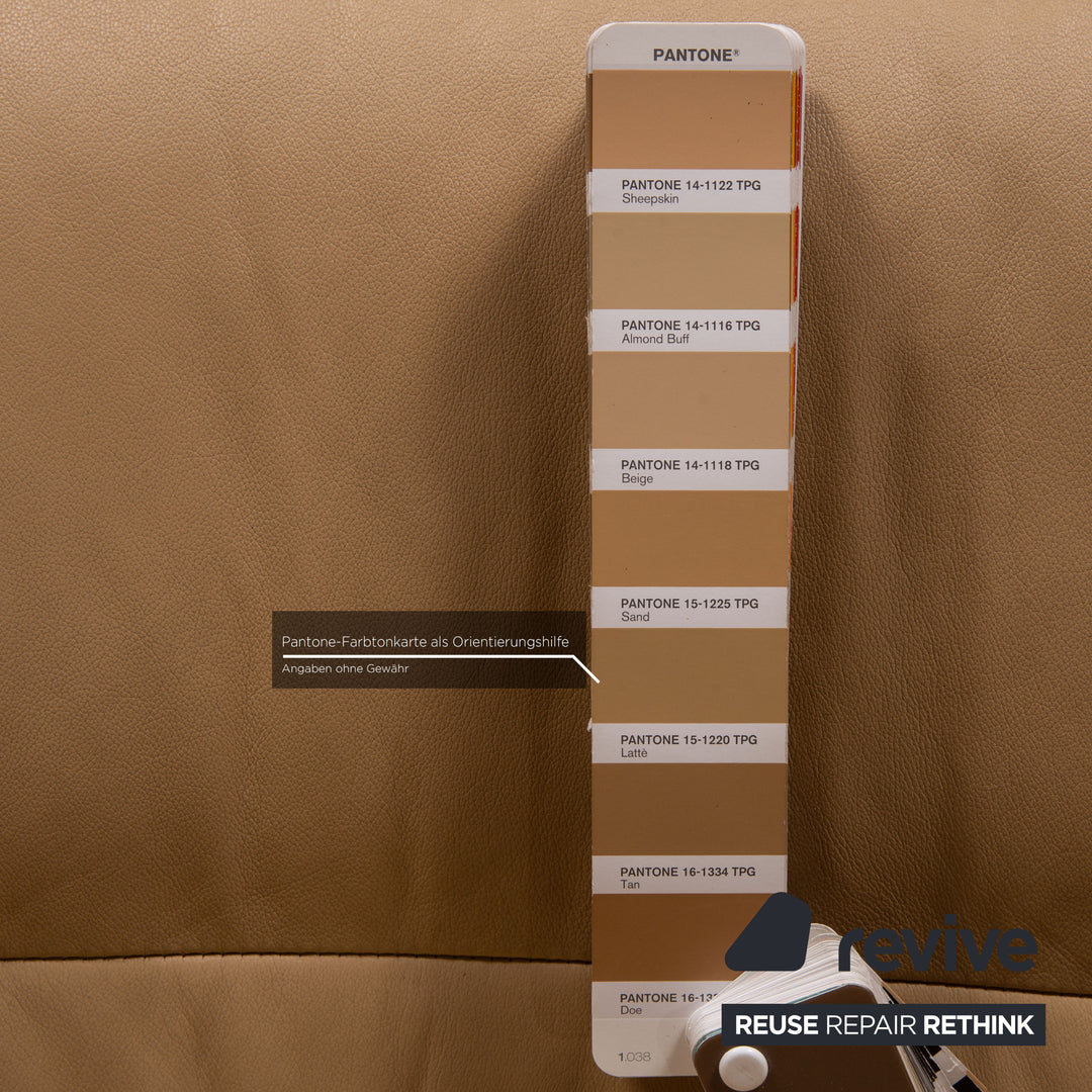 Stressless Eldorado Leder Sofa Garnitur Beige Dreisitzer Hocker Couch