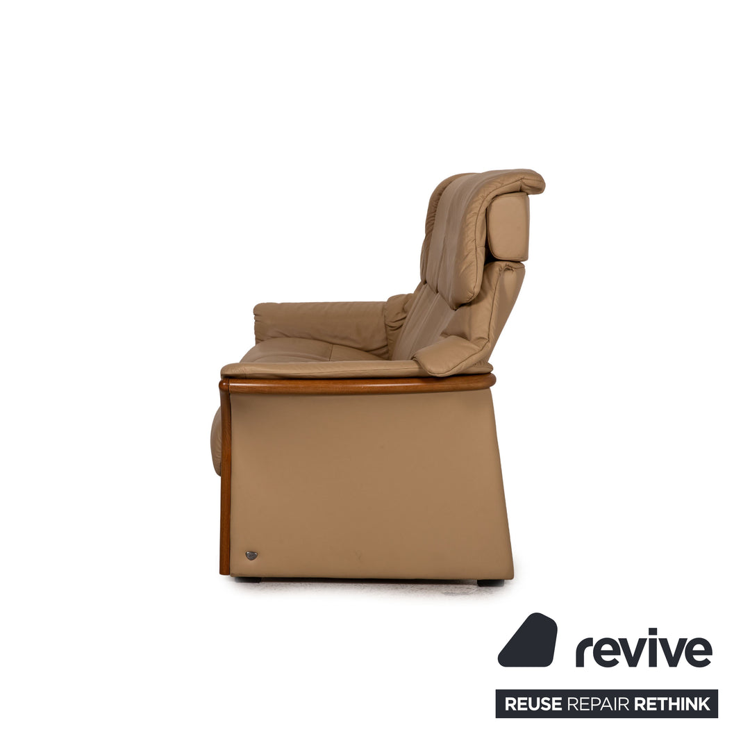 Stressless Eldorado Leder Sofa Garnitur Beige Dreisitzer Hocker Couch