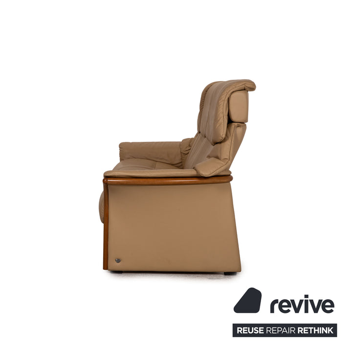 Stressless Eldorado Leder Sofa Garnitur Beige Dreisitzer Hocker Couch
