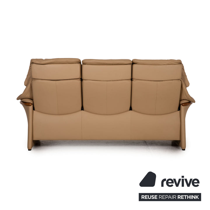 Stressless Eldorado Leder Sofa Garnitur Beige Dreisitzer Hocker Couch