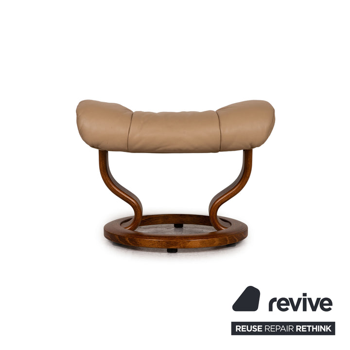Stressless Eldorado Leder Sofa Garnitur Beige Dreisitzer Hocker Couch