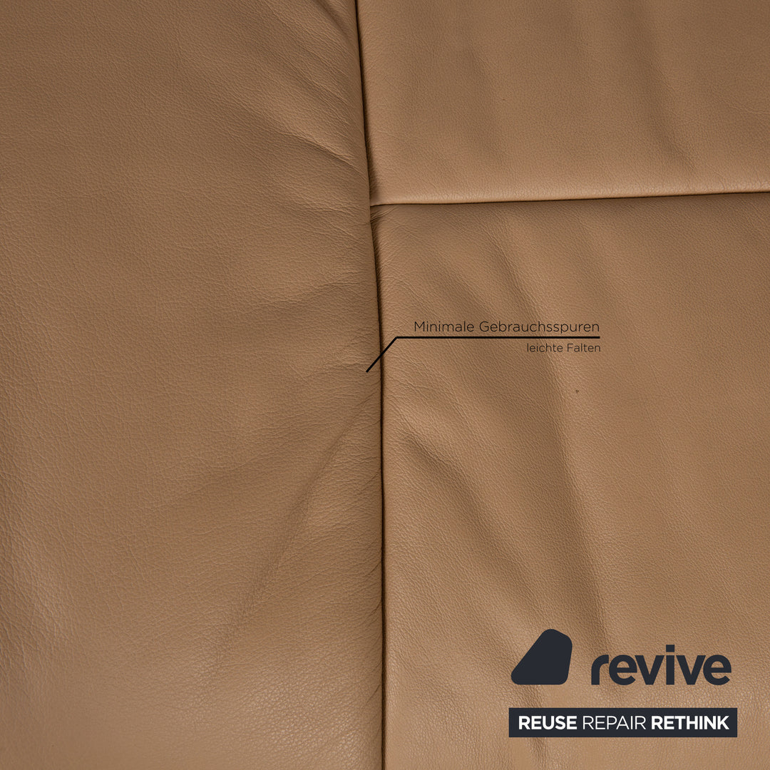 Stressless Eldorado Leder Sofa Garnitur Beige Dreisitzer Hocker Couch